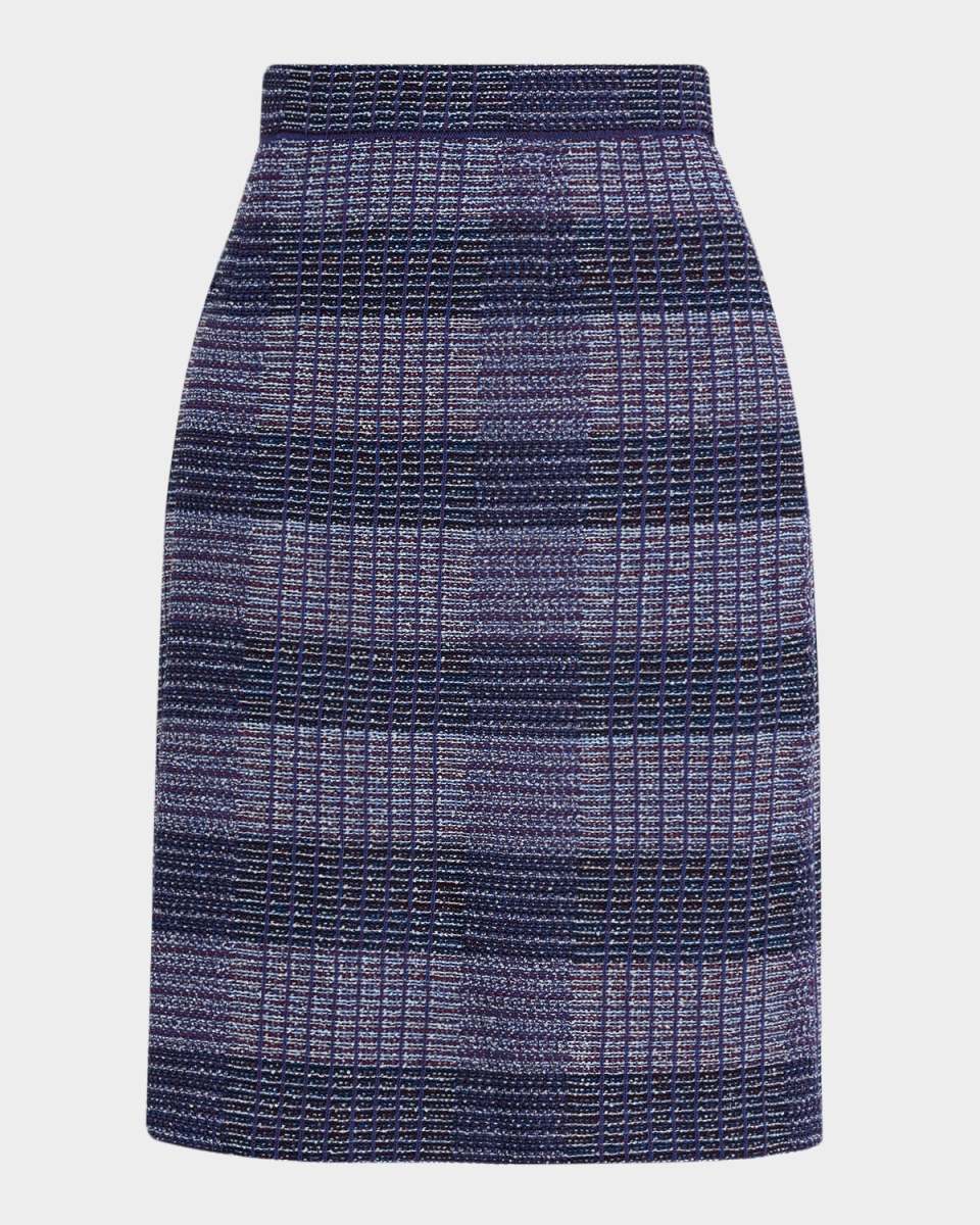 Plaid Knit Straight Skirt